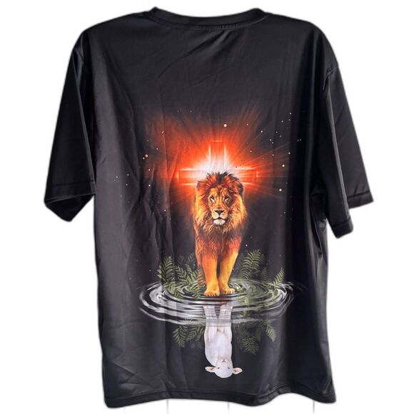 The Lion Of Judah & The Lamb Of God Inspirational Front & Back Design Men's L #F - Picture 2 of 4